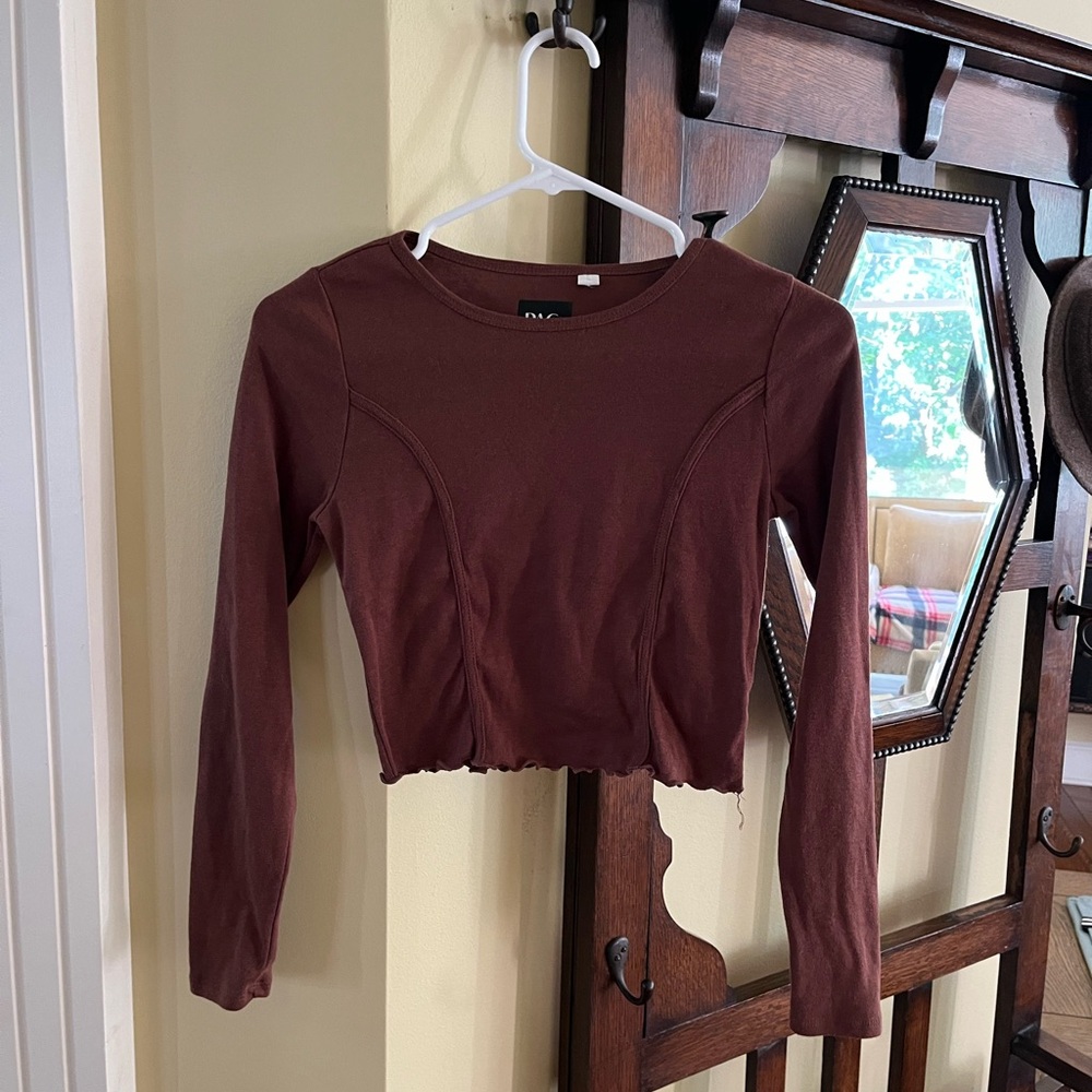 Pacsun long sleeve brown cropped top - small